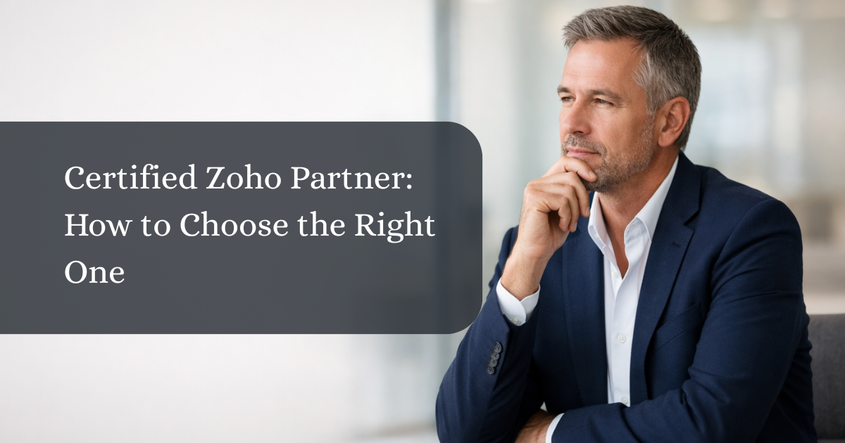Thoughtful business leader evaluating how to choose the right Zoho partner