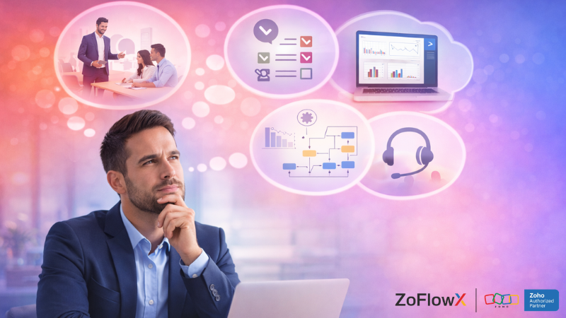 Business manager evaluating options to choose the right Zoho Authorized Partner