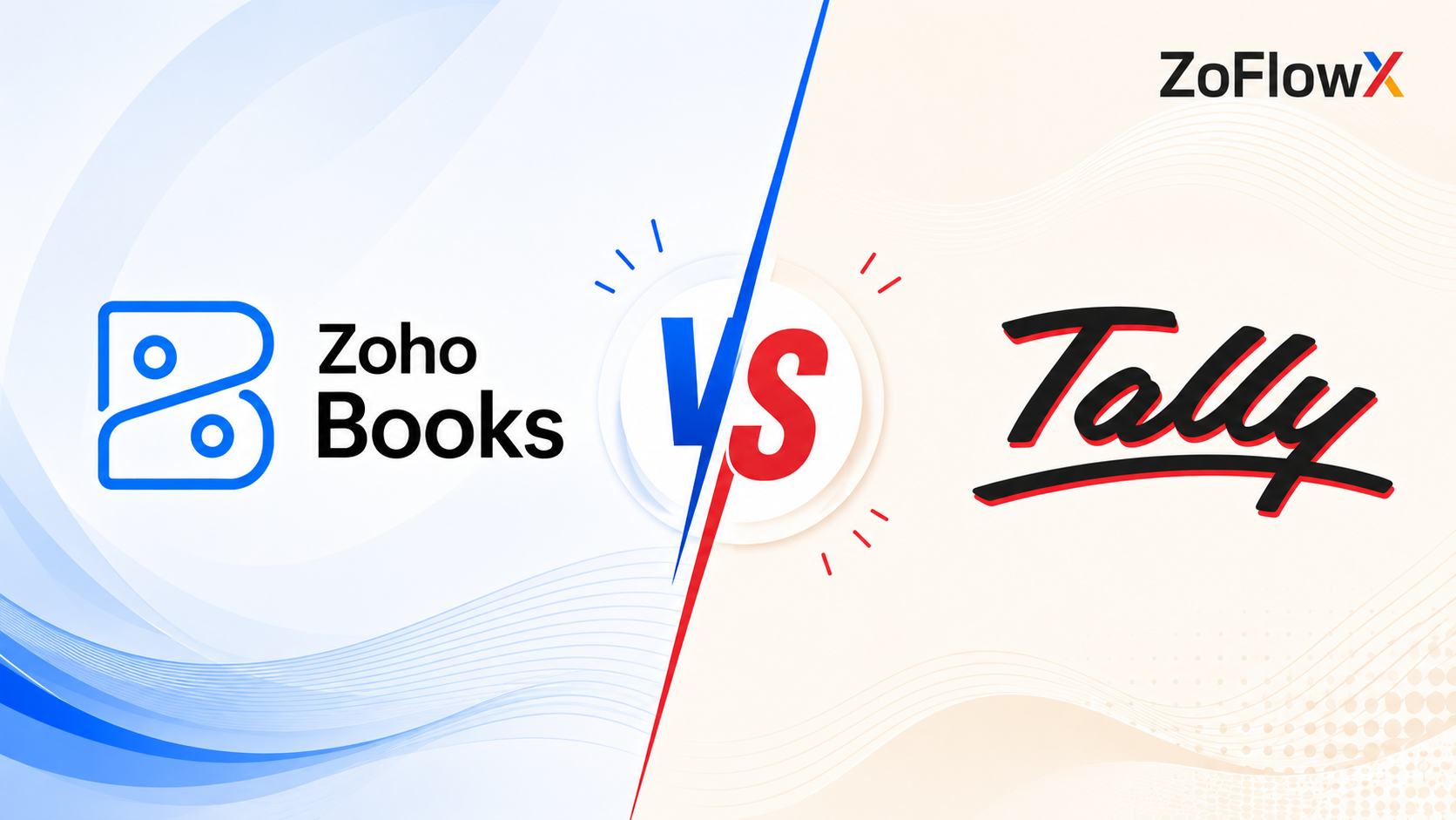 Comparison illustration of Zoho Books versus Tally for small businesses.