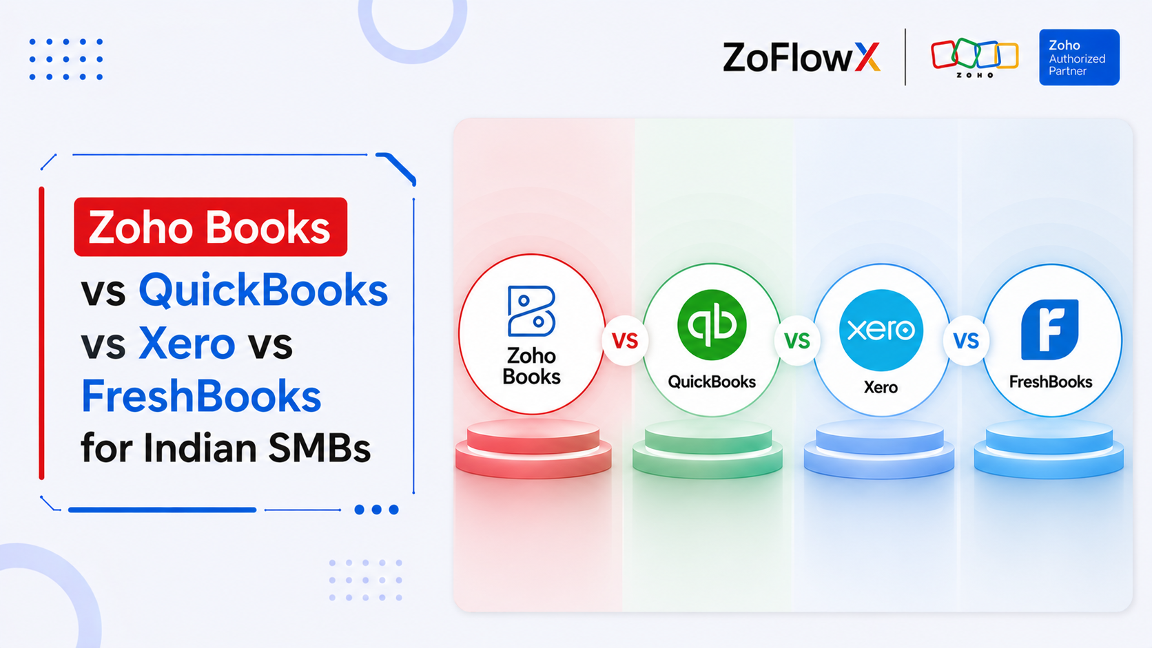 Zoho Books vs QuickBooks vs Xero vs FreshBooks comparison for Indian SMBs