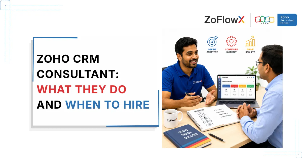 Zoho CRM consultant mapping a sales process with a business owner before configuring anything