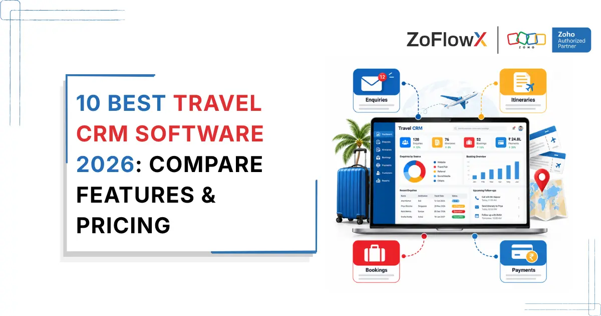 Travel CRM software dashboard for managing enquiries, bookings, itineraries, and payments
